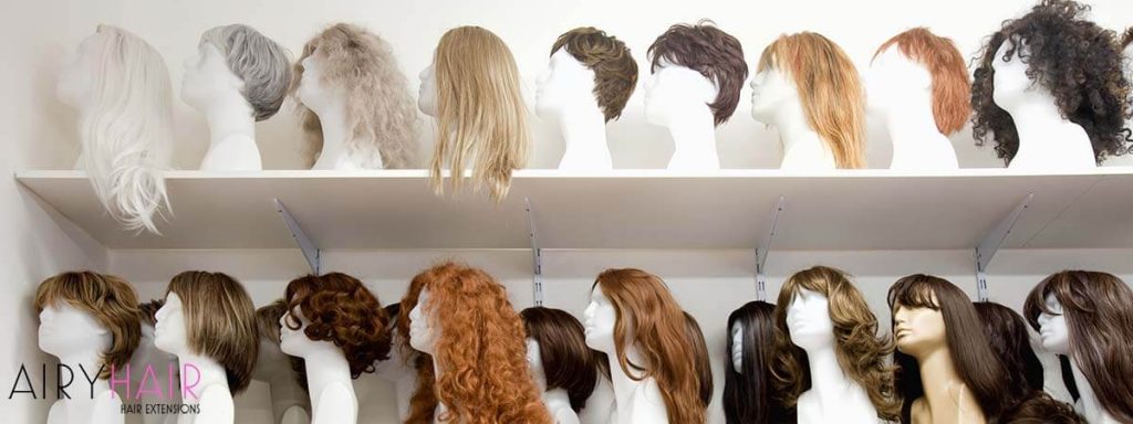 wigs on a shelf